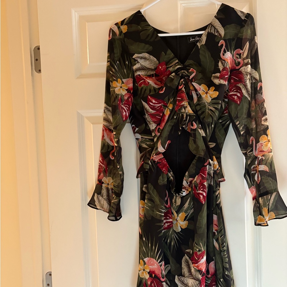 Sam Edelman Black Floral Long Sleeve Dress